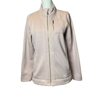 Calvin Klein Coat in Soft Pink with Gold Detail Zip and Chest Pocket Size Medium